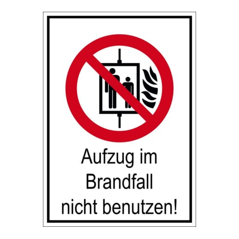 Eichner Verbotsschild Aufzug im Brandfall nicht benutzen 10,5 x 14,8 cm