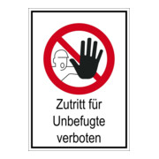 Eichner Verbotsschild Zutritt für Unbefugte verboten 14,8 cm