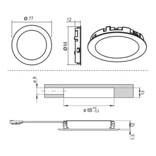 Einbauleuchte Moonlight 68 VA 12 V 3,6 W emotion L&S