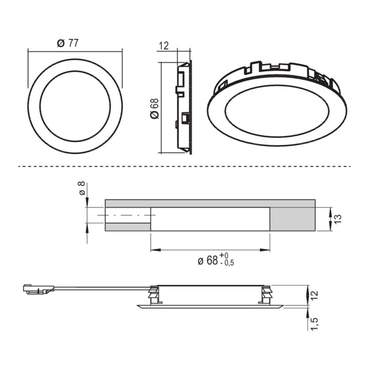 Einbauleuchte Moonlight 68 VA 12 V 3,6 W emotion L&S