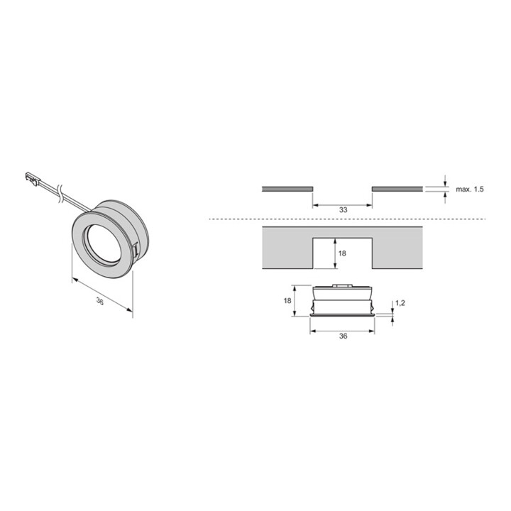 Einbauspot Super Spot S Emotion 12 V 2 W Rahmenfarbe Alu.L&S