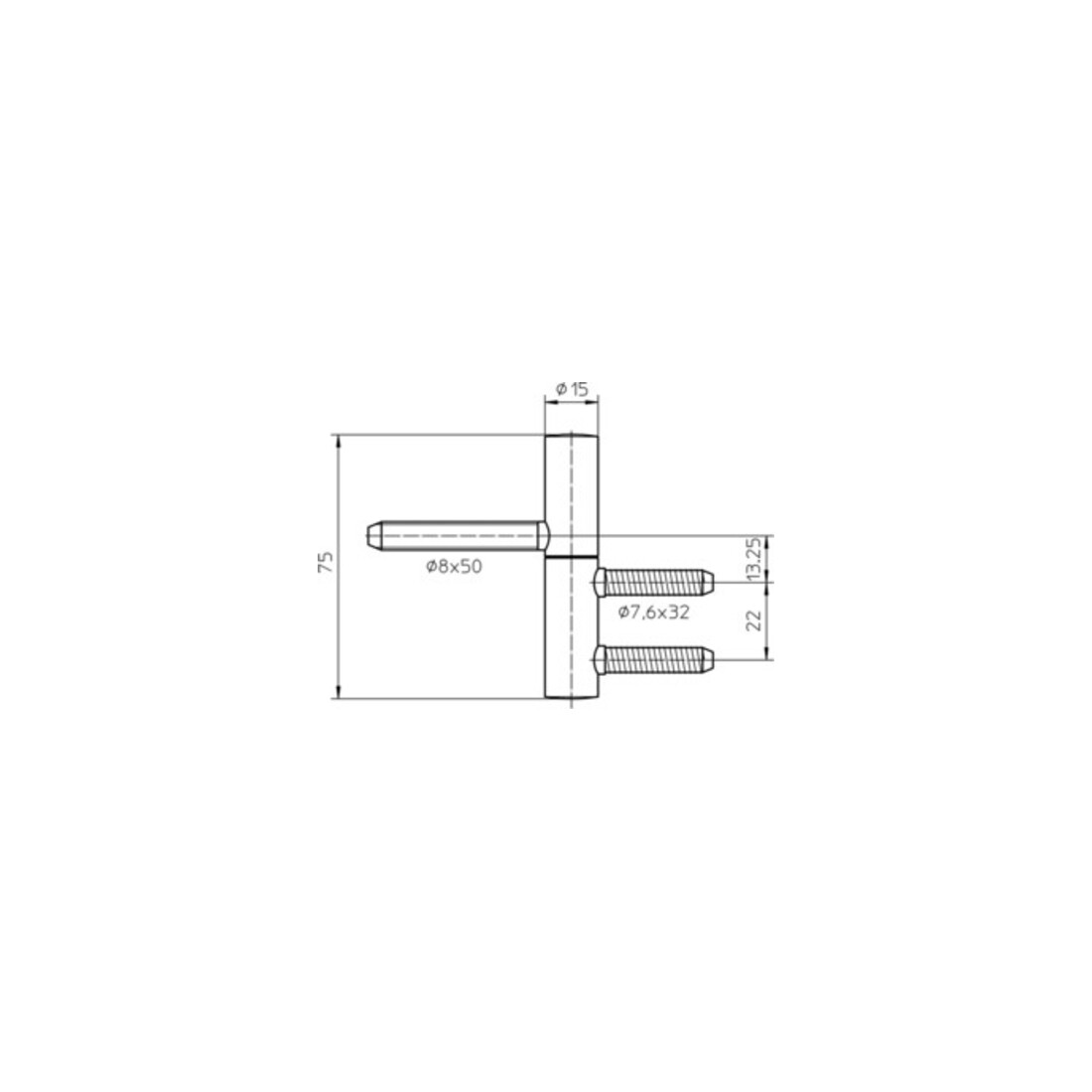 Einbohrband BAKA B 1-15 2-tlg. vern. 40kg DIN L/R Holztüren