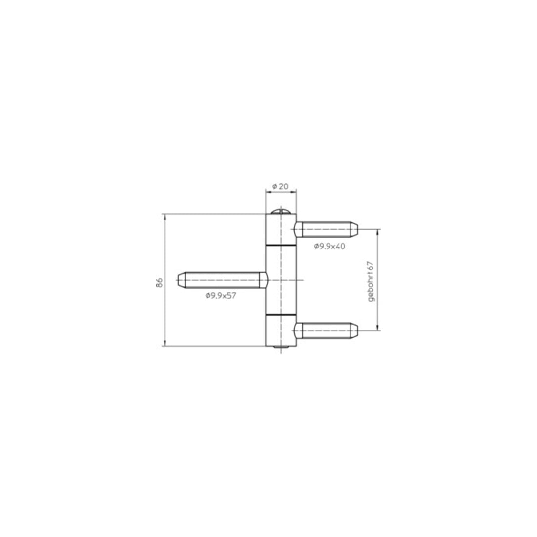 Einbohrband BAKA C 1-20 WF 3-teilig vernickelt 100kg DIN L/R Holztüren
