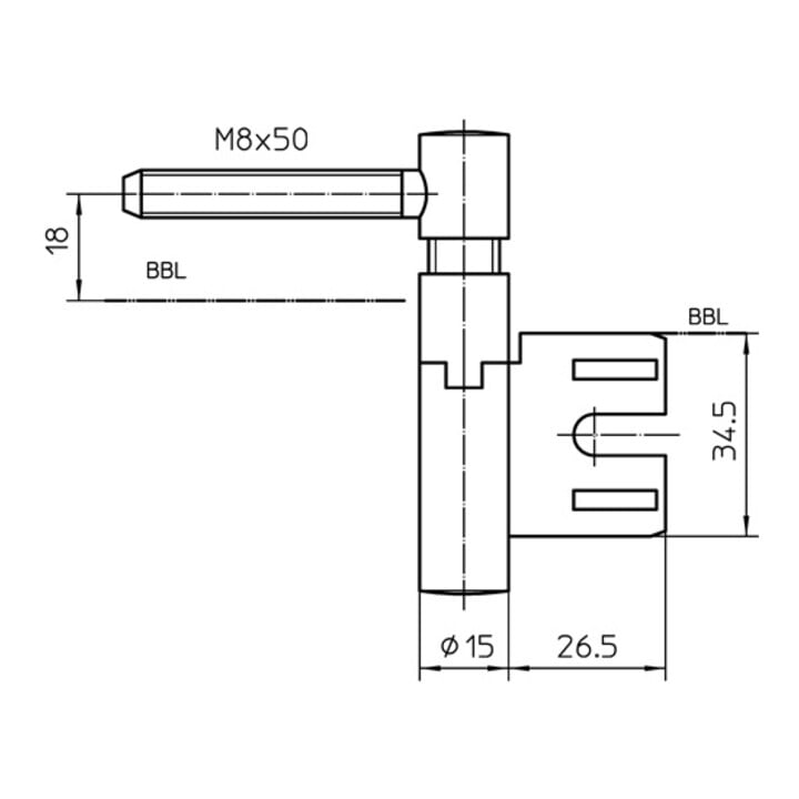 Einbohrband steig. V 8550 steig. vern. 40kg DIN L Holztüren