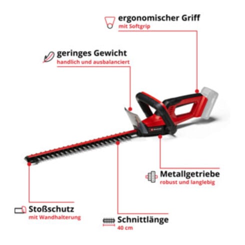 Einhell Akku-Heckenschere GC-CH 18/40 Li Solo