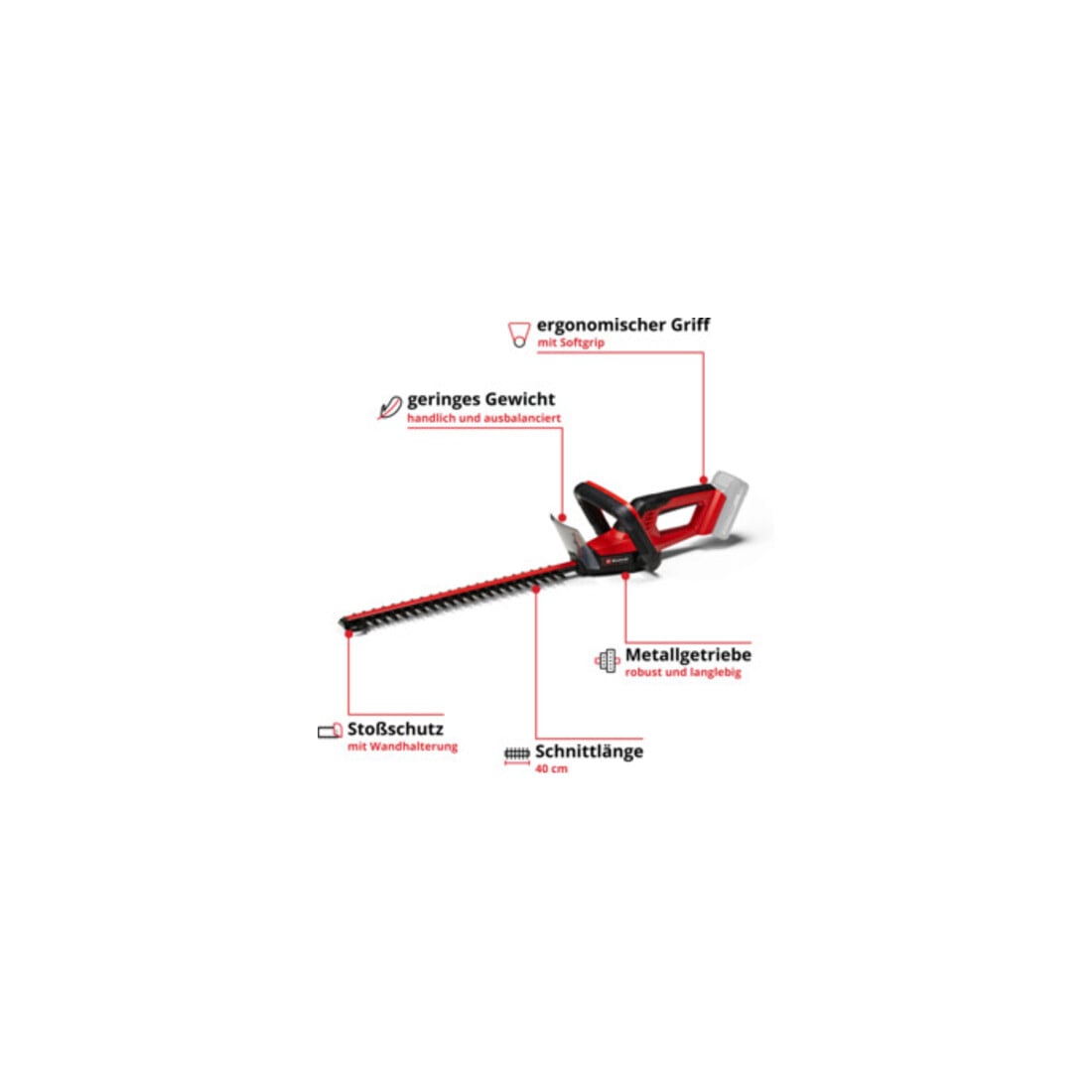 Einhell Akku-Heckenschere GC-CH 18/40 Li Solo