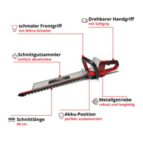 Einhell Akku-Heckenschere GE-CH 18/60 Li-Solo