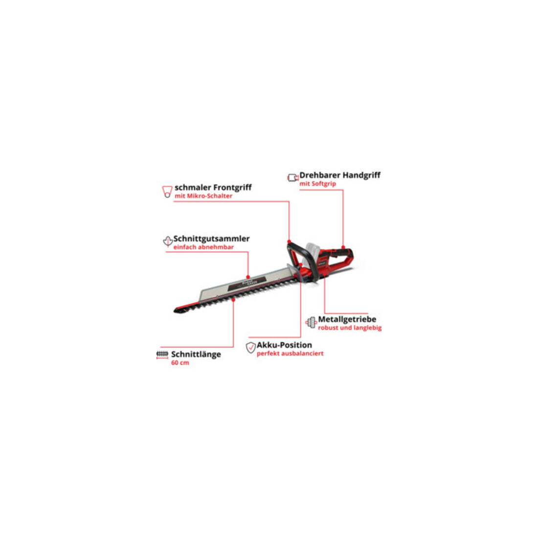 Einhell Akku-Heckenschere GE-CH 18/60 Li-Solo