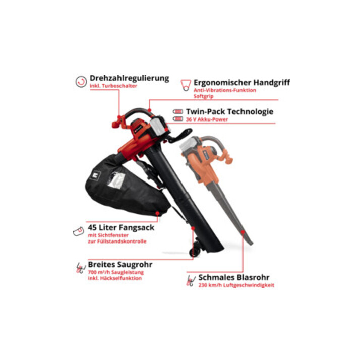 Einhell Akku-Laubsauger GE-CL 36/230 Li E -Solo