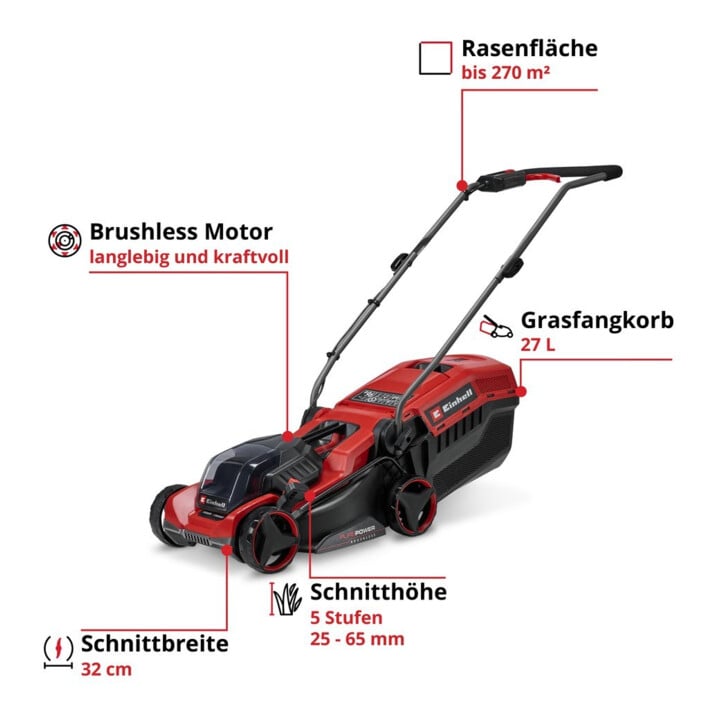 Einhell Akku-Rasenmäher GE-CM 18/32 C Li BL-Solo 18V 32cm