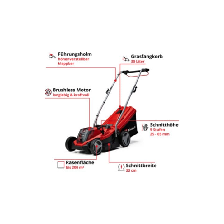 Einhell Akku-Rasenmäher GE-CM 18/33 Li (1x4,0Ah)