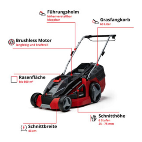 Einhell Akku-Rasenmäher GE-CM 43 Li M Kit (2x4,0Ah)