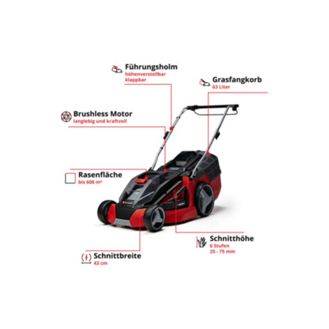 Einhell Akku-Rasenmäher GE-CM 43 Li M Kit (2x4,0Ah)