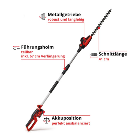 Einhell Akku-Stab-Heckenschere GC-HH 18/45 Li T-Solo