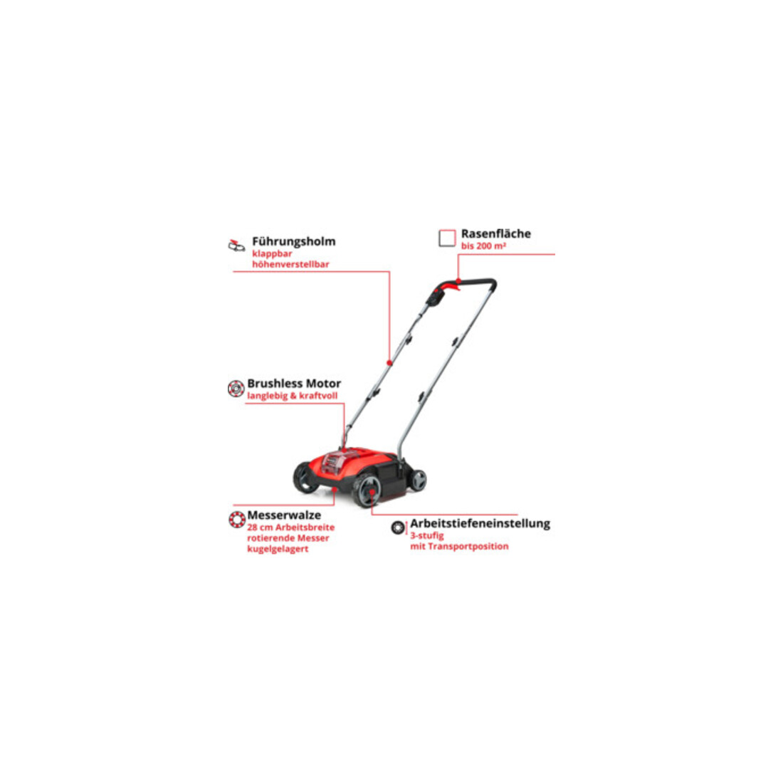 Einhell Akku-Vertikutierer-Lüfter GC-SC 18/28 Li-Solo