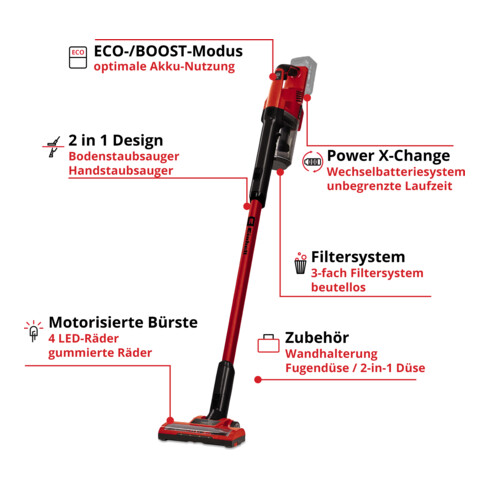 Einhell Aspirateur à manche sans fil TE-SV 18 Li-Solo