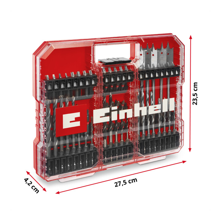 Einhell Bit- und Bohrer-Set XL-CASE 95-tlg., Bits, Bohrer, Schnellwechselbithalter, Steckschlüssel, Bohrstopper inkl. Aufbewahrungsbox