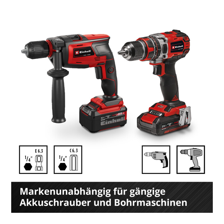 Einhell Bit- und Bohrer-Set XL-CASE 95-tlg., Bits, Bohrer, Schnellwechselbithalter, Steckschlüssel, Bohrstopper inkl. Aufbewahrungsbox