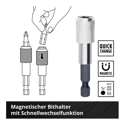 Einhell Bit- und Ratschen-Set L-CASE 37-tlg., 25-mm-Bits, Ratsche, Schnellwechselbithalter, Steckschlüssel, Adapter inkl. Aufbewahrungsbox