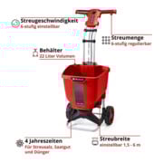 Einhell Chariot épandeur sans fil GE-SR 18/22 Li-Solo sans batterie ni chargeur