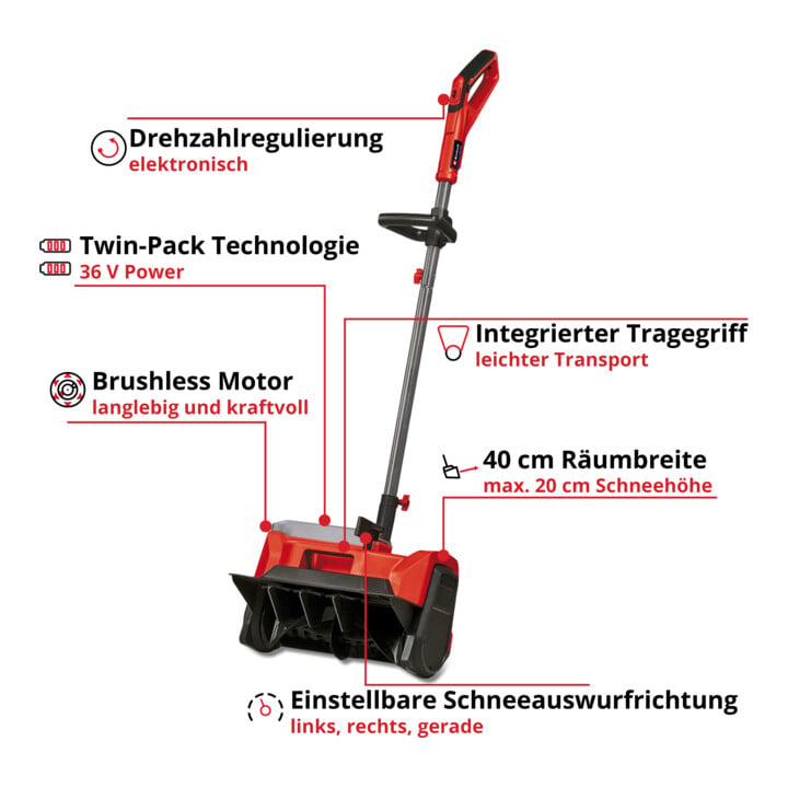 Einhell Fraise à neige sans fil GE-ST 36/40 Li E-Solo