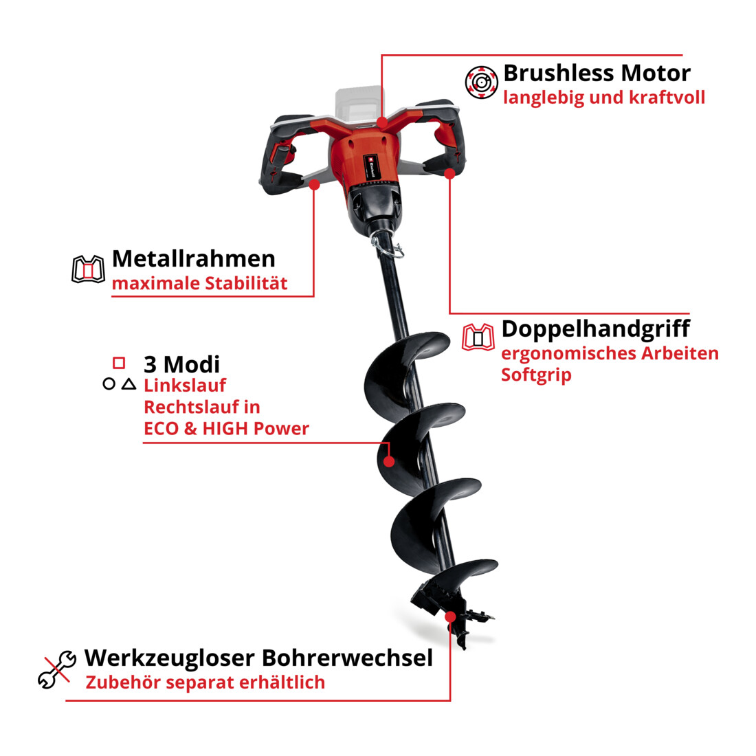 Einhell Perceuse de sol sans fil GP-EA 18/150 Li BL-Solo