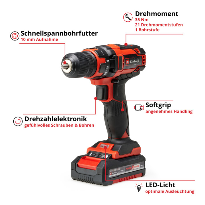 Einhell Perceuse-visseuse sans fil TC-CD 18/35 Li (1x1,5 Ah)