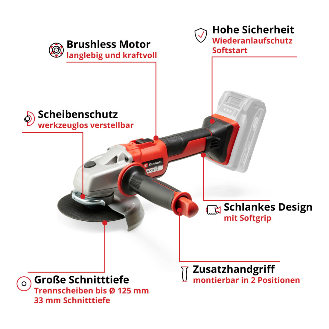 Einhell Professional Akku-Winkelschleifer AXXIO