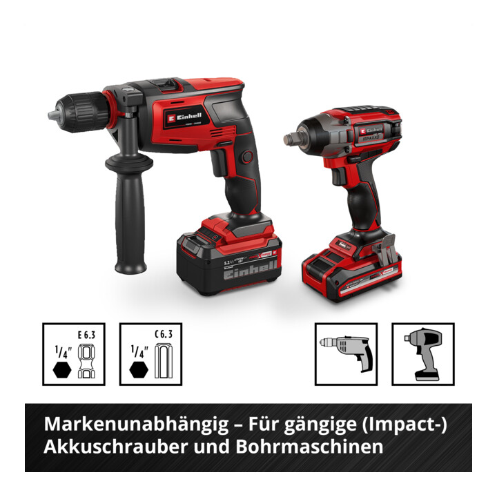 Einhell schlagfestes Bit- und Bohrer-Set XL-CASE 95-tlg., Bits, Bohrer, Bithalter, Steckschlüssel, Bohrstopper inkl. Aufbewahrungsbox