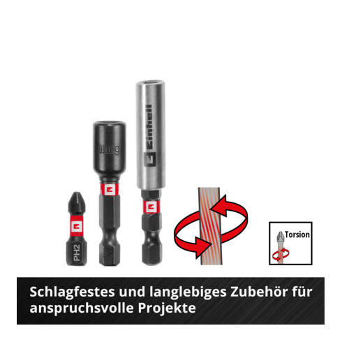 Einhell schlagfestes Bit- und Bohrer-Set XL-CASE 95-tlg., Bits, Bohrer, Bithalter, Steckschlüssel, Bohrstopper inkl. Aufbewahrungsbox