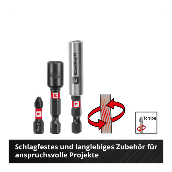 Einhell schlagfestes Bit- und Bohrer-Set XL-CASE 95-tlg., Bits, Bohrer, Bithalter, Steckschlüssel, Bohrstopper inkl. Aufbewahrungsbox