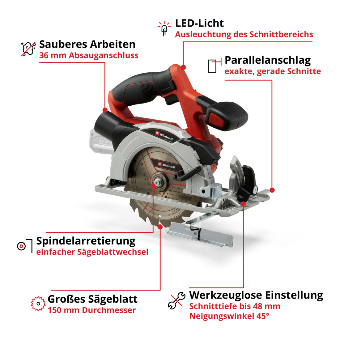 Einhell Scie circulaire portative sans fil TE-CS 18/150 Li - Solo