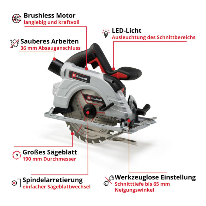 Einhell Scie circulaire portative sans fil TE-CS 18/190 Li BL - Solo