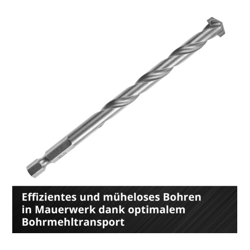 Einhell Steinbohrer-Set S-CASE 10-tlg., DIN 10083-2, Werkzeugstahl, E 6.3 Schaft, Hartmetallplatte, rollgewalzt inkl. Aufbewahrungsbox