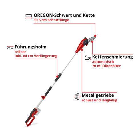 Einhell Taille-haie sur perche sans fil GC-LC 18/20 Li T-Solo