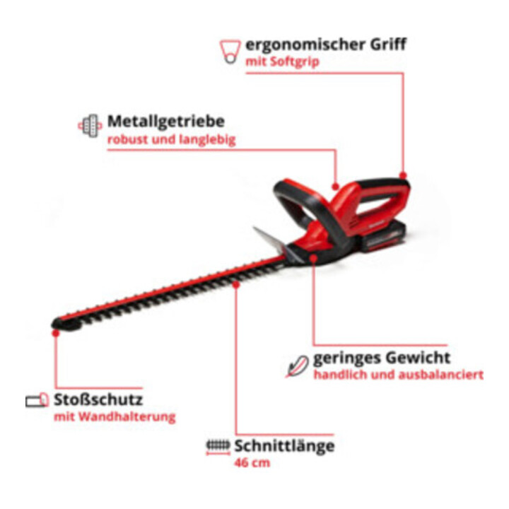 Einhell Taille-haies sans fil GE-CH 1846 Li Kit (1x2,0Ah)