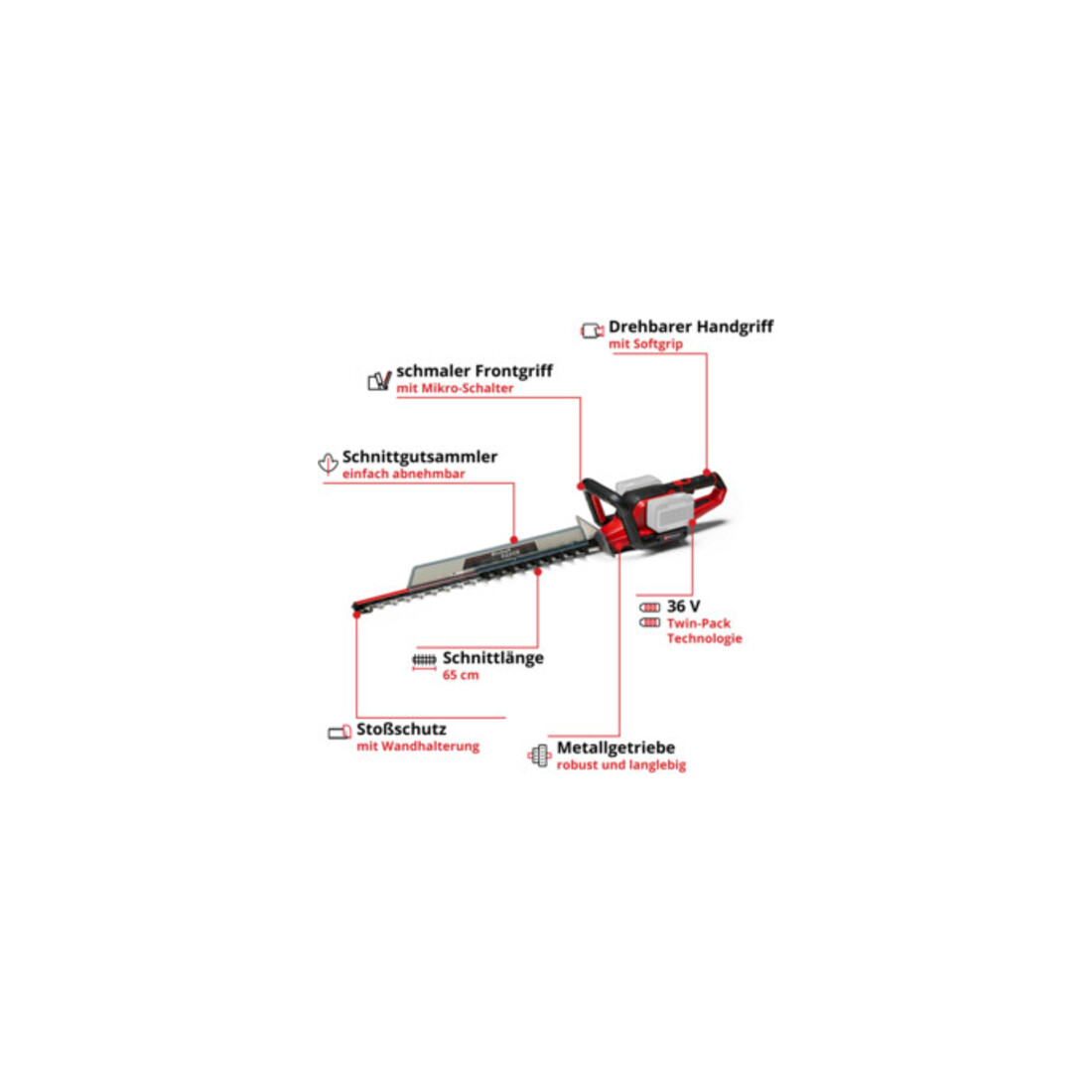 Einhell Taille-haies sans fil GE-CH 36/65 Li-Solo
