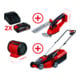 Einhell Tondeuse à gazon sans fil + cisaille à gazon et à buissons sans fil + kit de démarrage 2x 2,5 Ah + haut-parleur sans fil