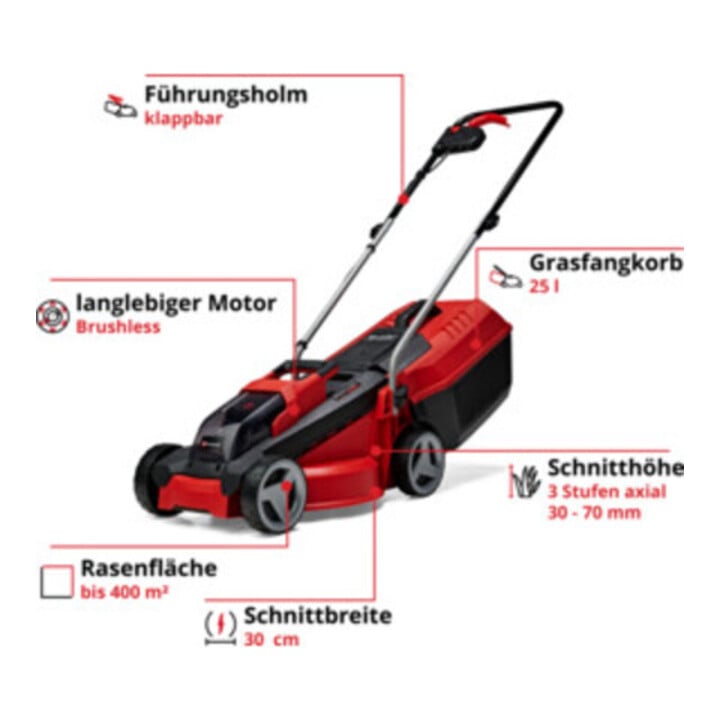 Einhell Tondeuse à gazon sans fil GE-CM 18/30 Li (1x3,0Ah)