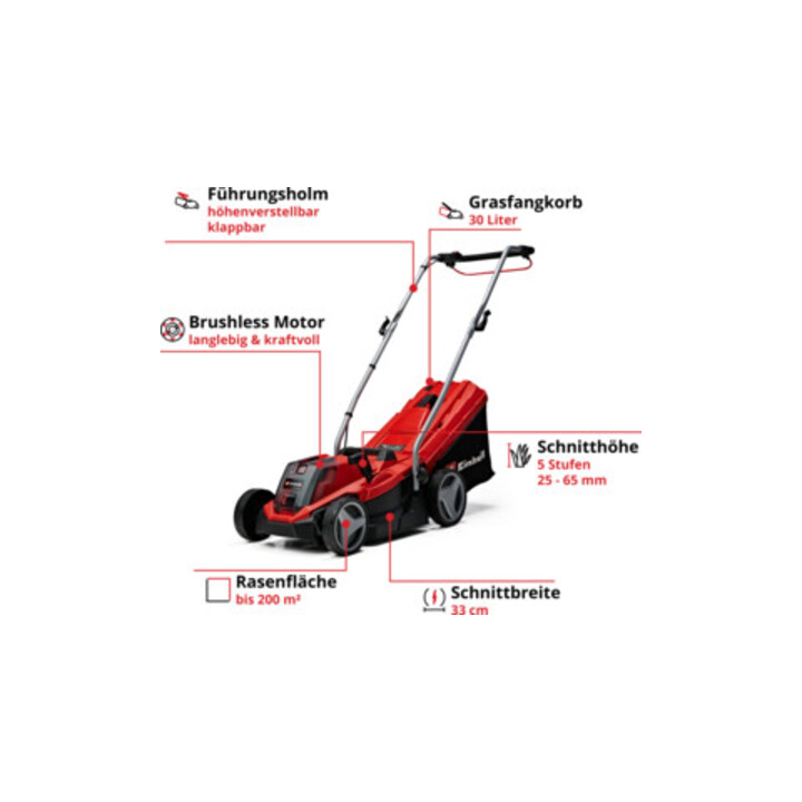 Einhell Tondeuse à gazon sans fil GE-CM 18/33 Li (1x4.0Ah)