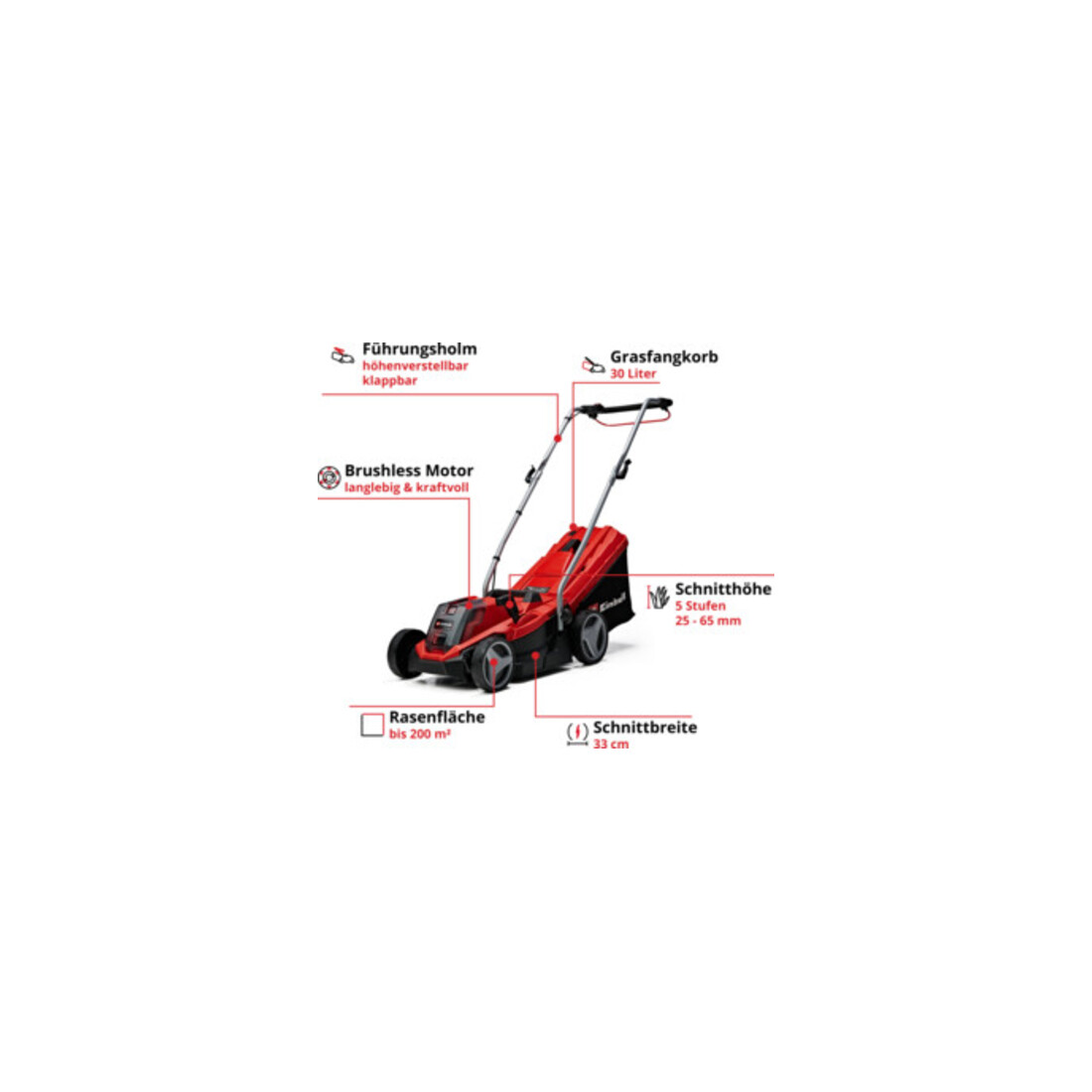 Einhell Tondeuse à gazon sans fil GE-CM 18/33 Li (1x4.0Ah)