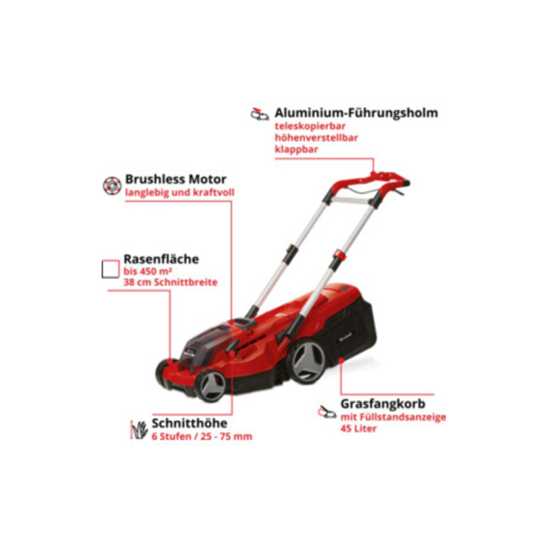 Einhell Tondeuse à gazon sans fil RASARRO 36/38 (2x4 Ah)
