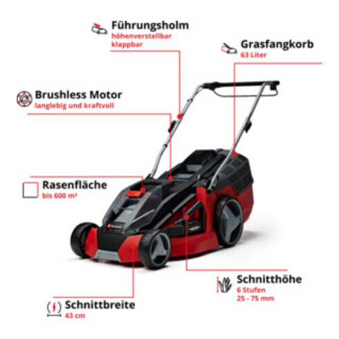 Einhell Tosaerba a batteria GE-CM 43 Li M kit (2x4,0 Ah)
