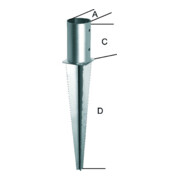 Einschlagbodenhülse tzn 101 f. Rundholz