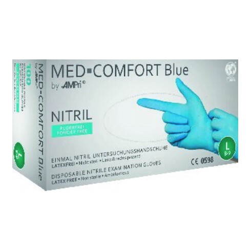 Einwegnitrilhandschuhe Blue-Comfort blau puderfrei 100 Stk./Box