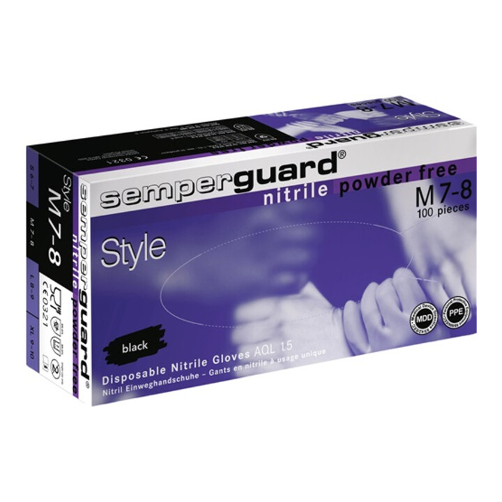 Einw.-Handsch.Semperguard Nitril Style Gr.S schwarz Nitril 100 St./Box