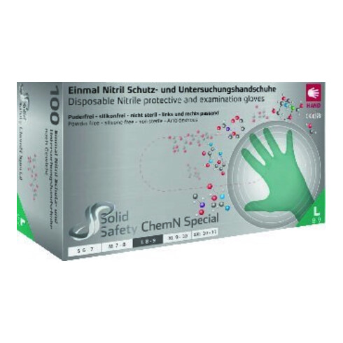 Einweghandschuh SolidSafety ChemN Special Gr.S grün Nitril