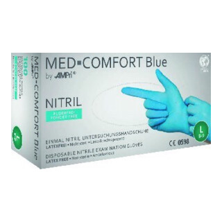 Einweghandschuhe Nitril, MED COMFORT BLUE, puderfrei