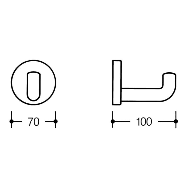 Einzelhaken 477.90B030 einfach A.100mm PA 92 grau ma D.70mm HEWI