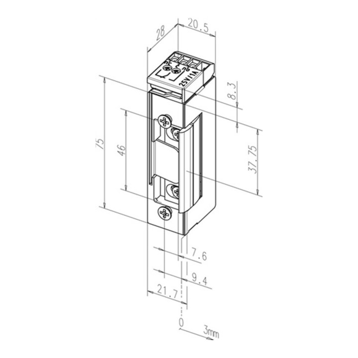 Elektro-Türöffner 17 RRE 24 V DC 100%ED Rmk.DIN L/R m.FaFix